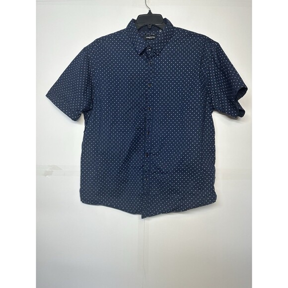Kenneth Cole New York Men's 2X Navy Blue Short Sleeve Button Down - Picture 1 of 9